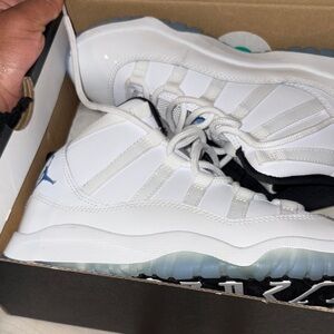 White and Blue High-Top Sneakers
